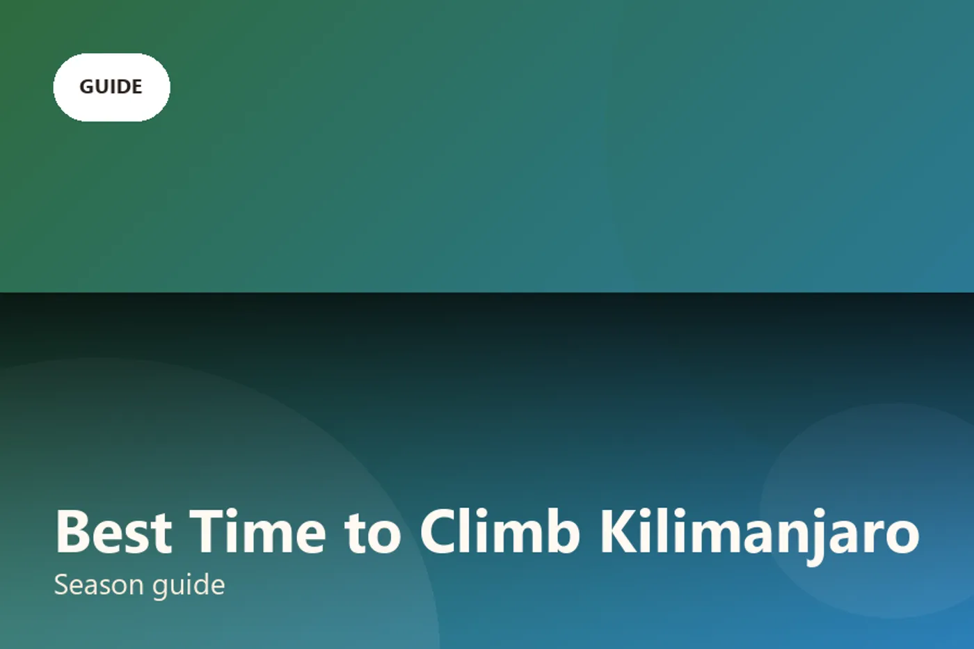 Best Time to Climb Kilimanjaro
